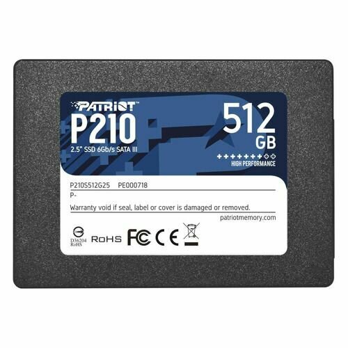 SSD накопитель Patriot P210 P210S512G25 512ГБ 25 SATA III SATA 323700₽