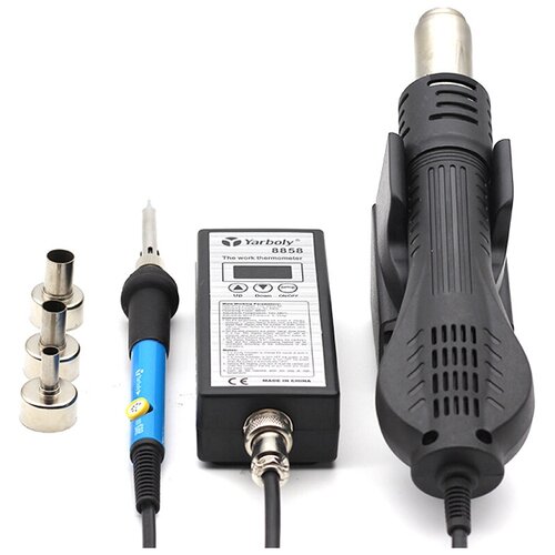 Портативная паяльная станция фен c паяльником регулировкой температуры ЖК дисплеем и подставкой 480W AC220V У 377700₽