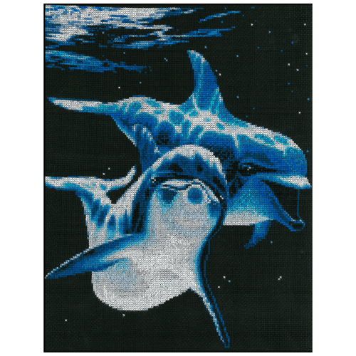 Набор для вышивания мулине нитекс арт.0008 Дельфины 30х35,5 см