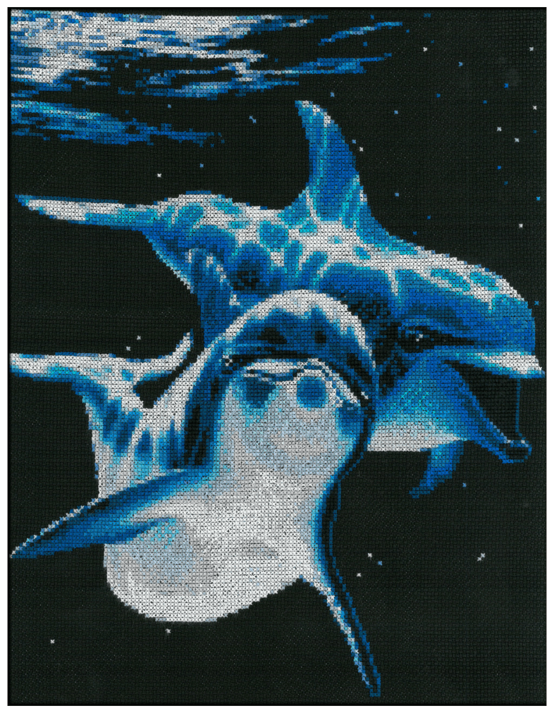 Набор для вышивания мулине нитекс арт.0008 Дельфины 30х35,5 см