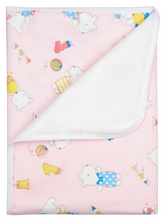 Пелёнка Multi Diapers непромокаемая, тёплая, для кроватки, из ультрасофта, 60х90 см, Мишки на розовом