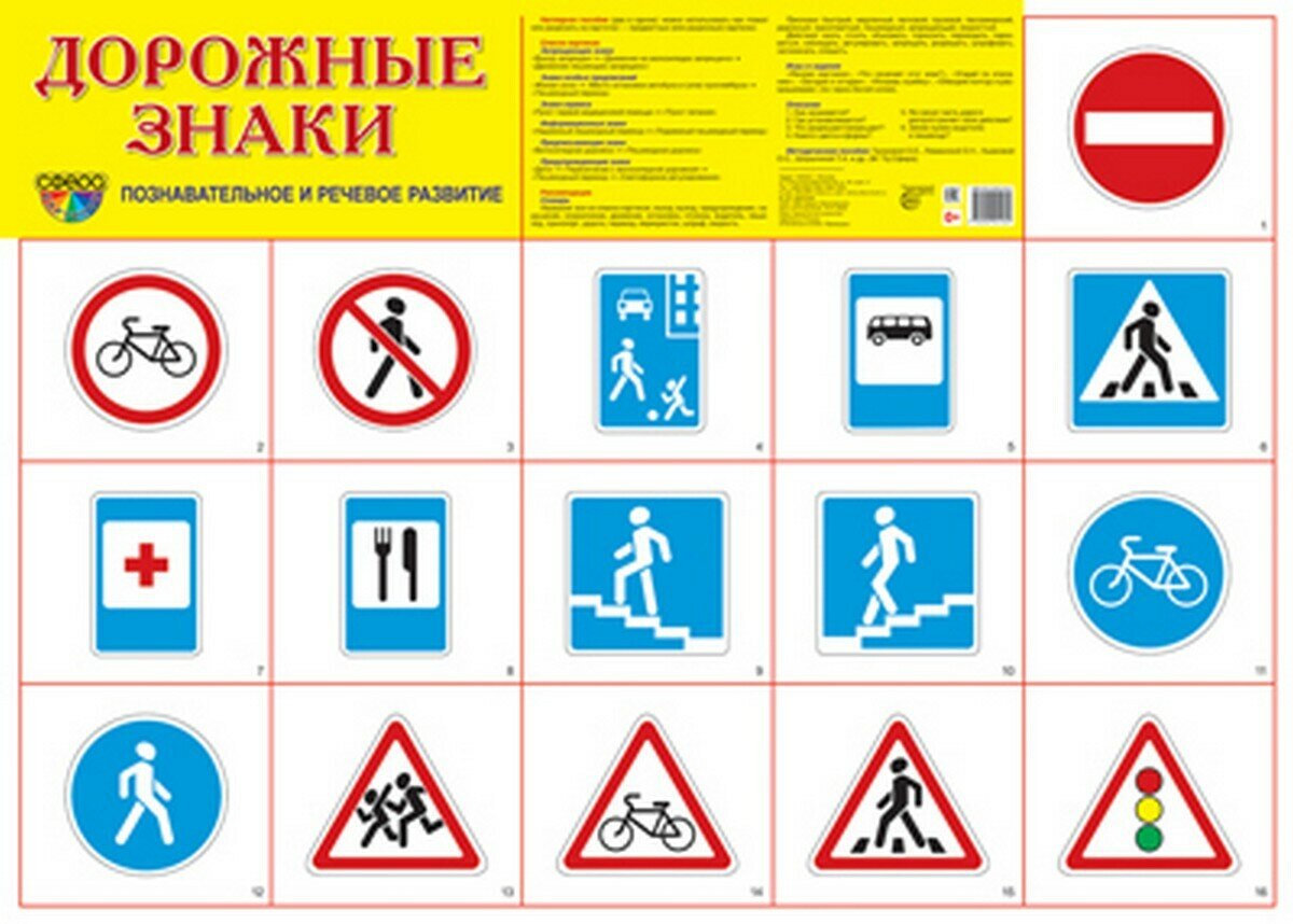 Демонстрационный плакат супер А2 Дорожные знаки (в индивидуальной упаковке с европодвесом)