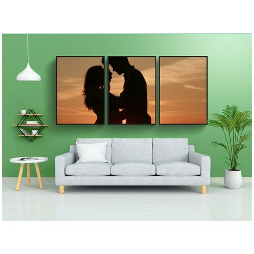 фото Набор модулных постеров для интерьера "пара, любовь, закат" 60x90 см. в тубусе, без рамки lotsprints