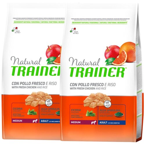 TRAINER NATURAL MEDIUM ADULT CHICKEN  & RICE для взрослых собак средних пород с курицей и рисом (12 + 12 кг)