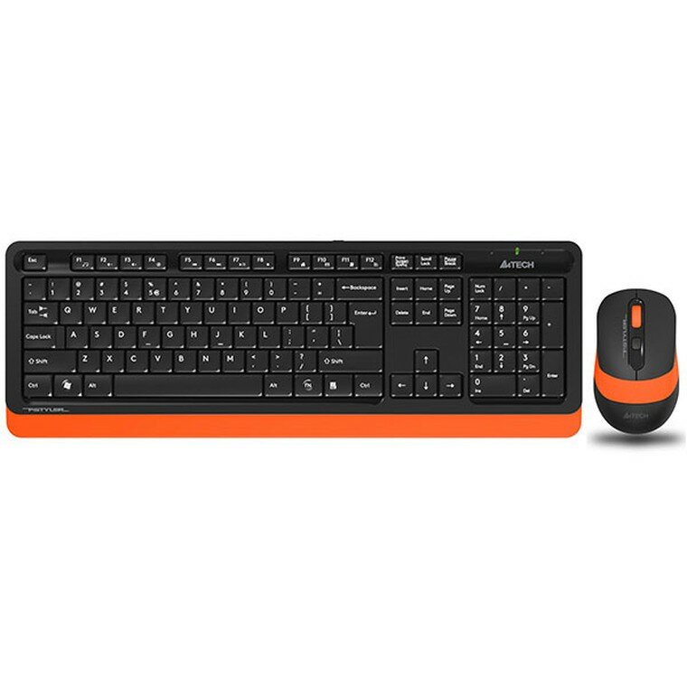 Комплект клавиатура и мышь A4TECH Fstyler FG1010 черный/оранжевый USB беспроводная (1147574) - фотография № 13