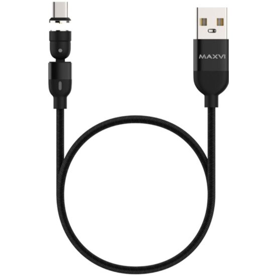 Кабель Maxvi MCm-02T USB-A - USB-C, 2 A, 1.5 м, магнитный разъем, черный
