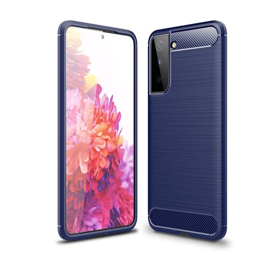 фото Матовый силиконовый чехол для samsung galaxy s21 с текстурным покрытием металлик синий 100gadgets