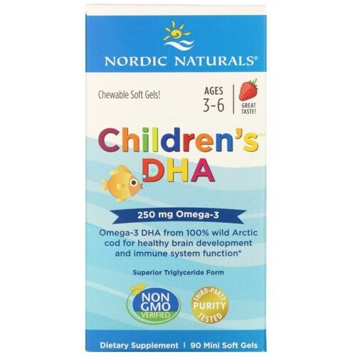 Детский ДГК Children's DHA 250 мг Nordic Naturals 90 гелевых мини капсул