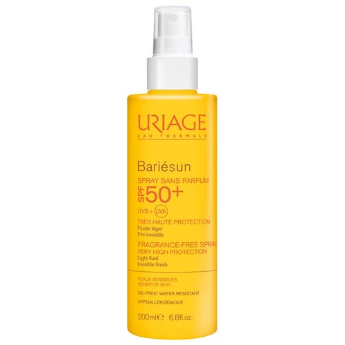 uriage uriage bariesan крем солнцезащитный spf 30 50 мл Uriage Uriage Bariesan солнцезащитный спрей без ароматизаторов SPF 50, 200 мл