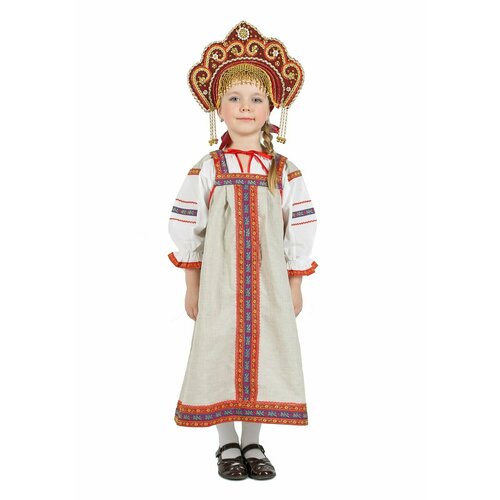 фото Русский народный костюм для девочки льняной русский сарафан