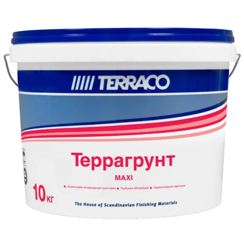 Грунтовка Terraco Террагрунт MAXI, 10 кг, 10 л, белый terraco террабонд sp грунтовка для бетона белый 20кг 6812320