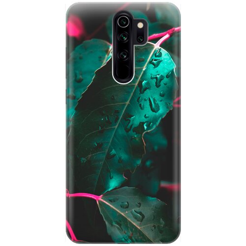 фото Re:pa накладка transparent для xiaomi redmi note 8 pro с принтом "капли на листьях"