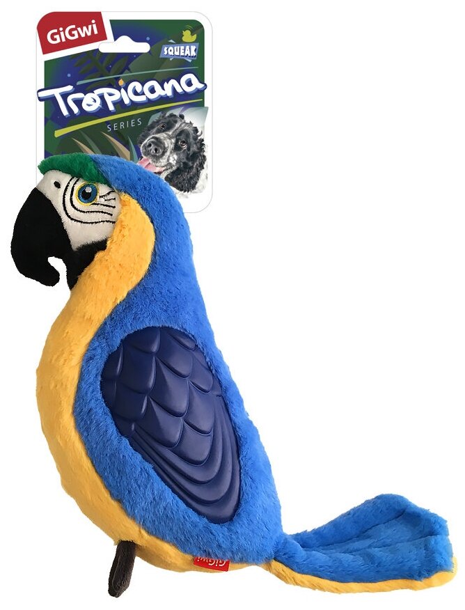 Tropicana Series Попугай с пищалкой большой 38см GiGwi - фото №3