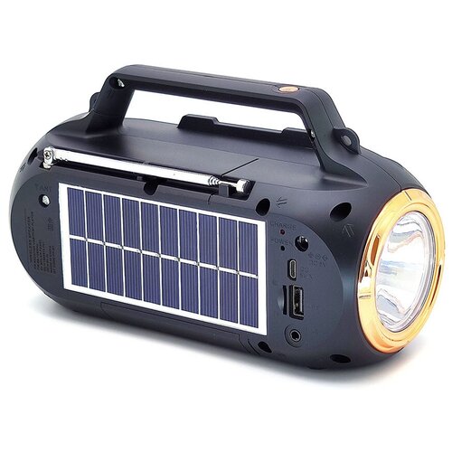 Портативная bluetooth колонка с радио и фонарем на солнечных батареях Fepe FP-23-S черный 155800₽