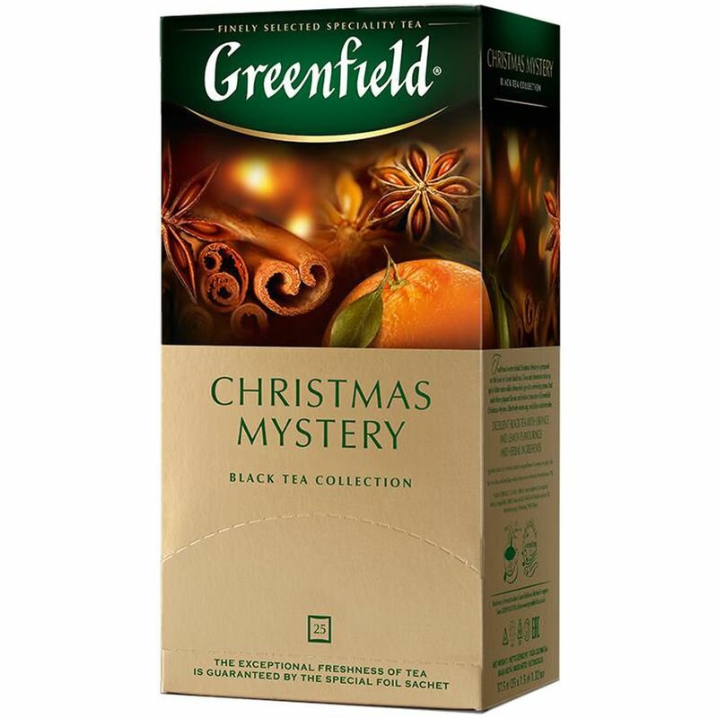 Чай черный Christmas Mystery (Кристал Мистери) в пакетиках 25*1,5г ТМ Greenfield (Гринфилд)