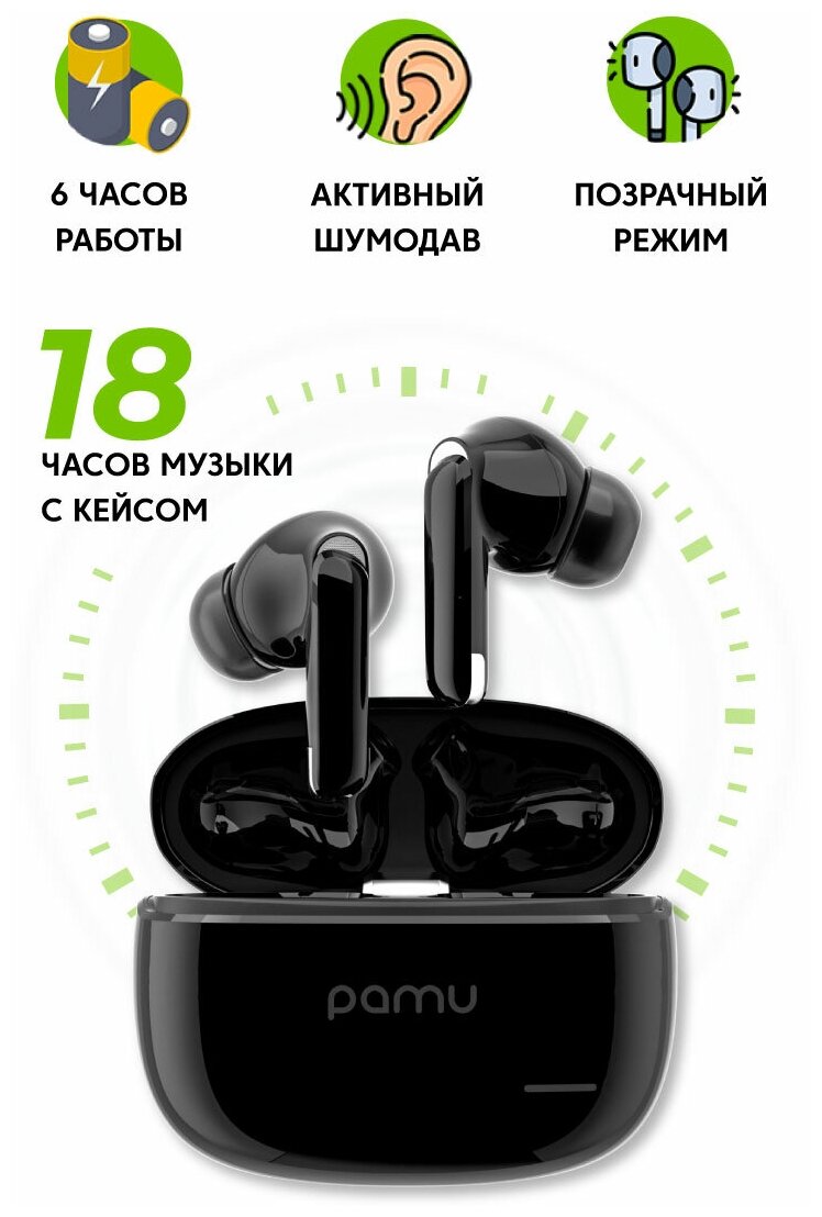 Беспроводные TWS стереонаушники суббренда Xiaomi Padmate PaMu S29 Black активное шумоподавление