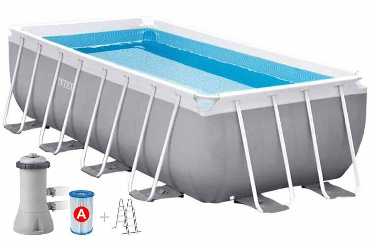 26790 Прямоугольный каркасный бассейн Intex 400х200х122см +фильтр-насос 2,0 м3/ч, лестница