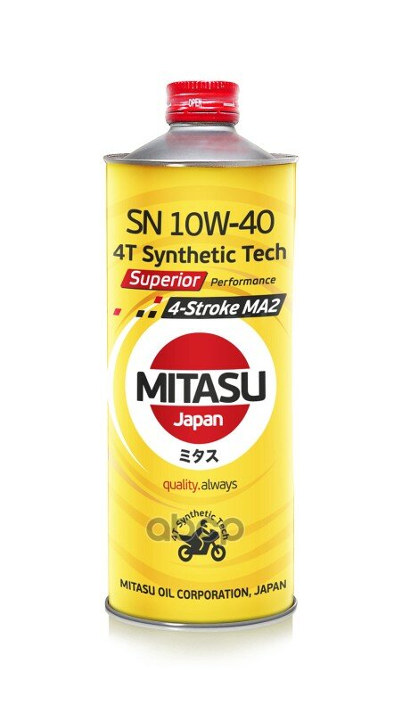 MITASU Mitasu 10W40 1L Масло Моторное Superior 4-Stroke Sn/Ma2 Synthetic Tech
