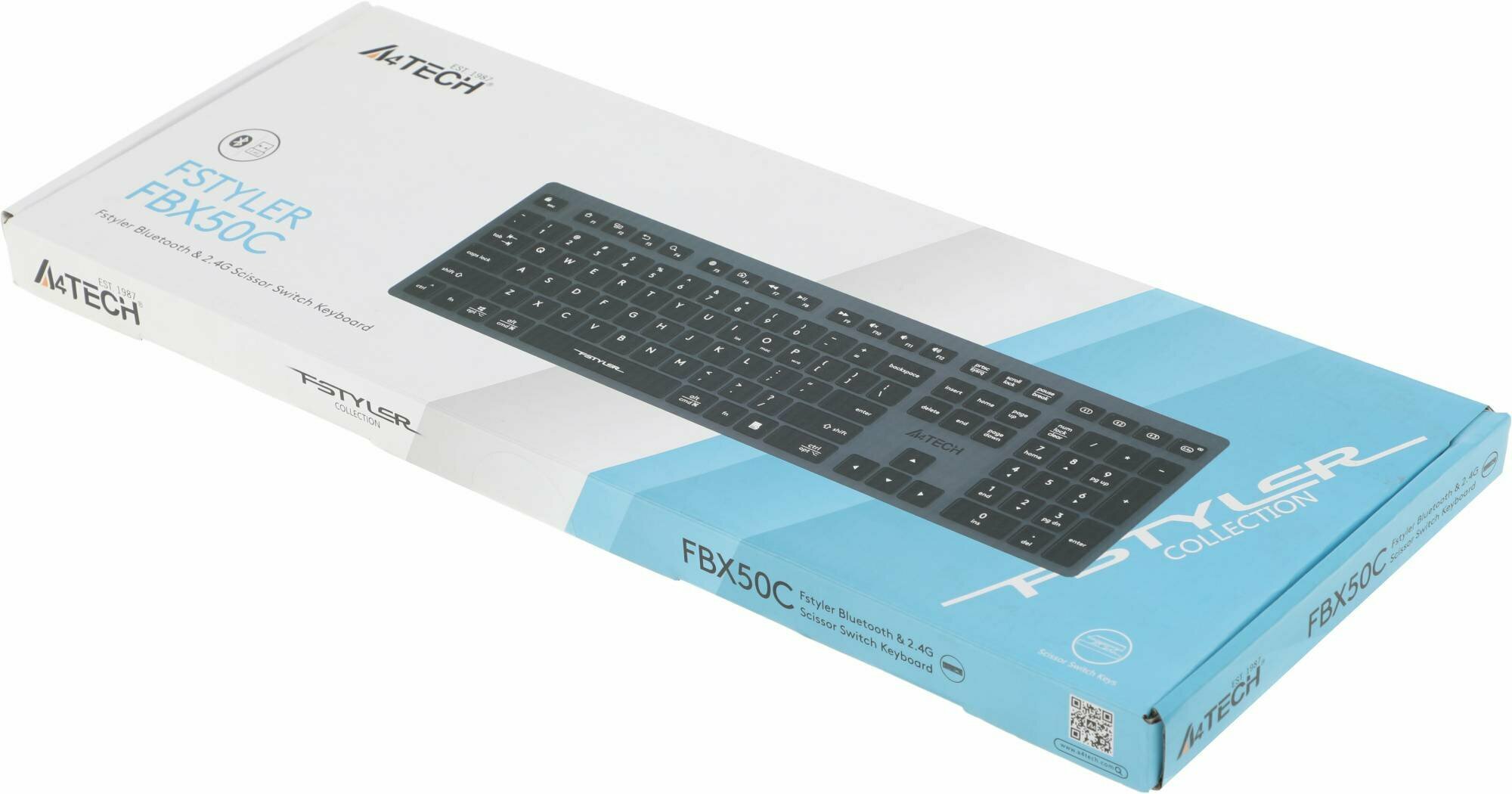 Клавиатура беспроводная A4Tech Fstyler FBX50C серый