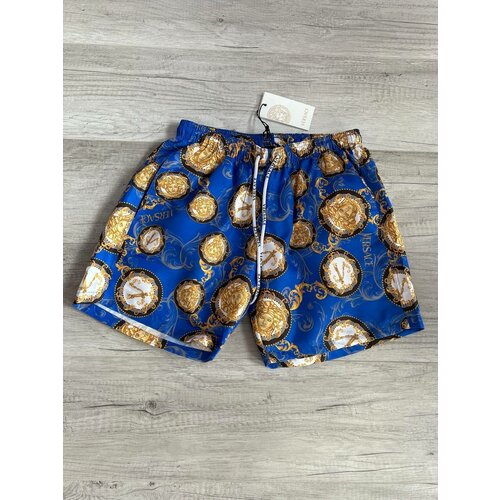 Шорты для плавания боксеры Versace средняя посадка устойчивые к хлору подкладка быстросохнущие карманы УФ-защита размер L синий 4299₽
