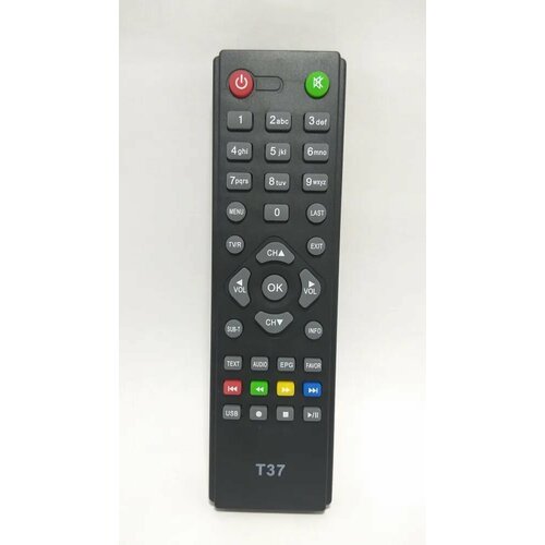 Пульт T37 для DVB-T2-приставки D-COLOR DC921 HD, WORLD VISION ресивер dvb t2 hyundai h dvb200 черный