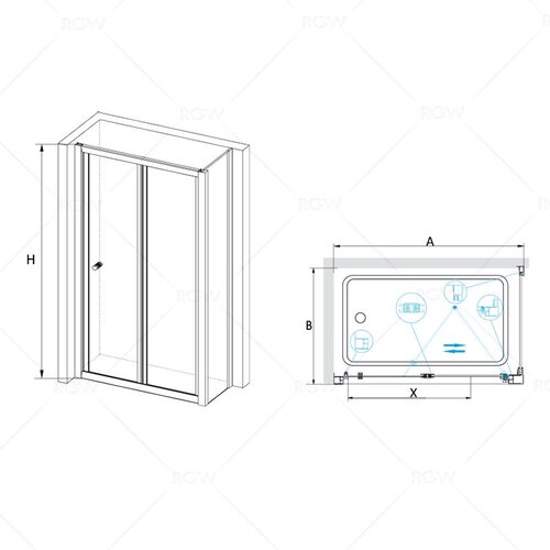 Душевой уголок RGW Classic CL-31 (CL-21 + Z-050-1) 1850x800x800 Хром 04093188-011