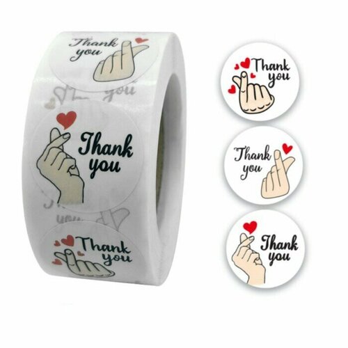 Наклейка бумага Рука Сердце d 25 см 500 шт в рулоне 3х65х65 см 508₽