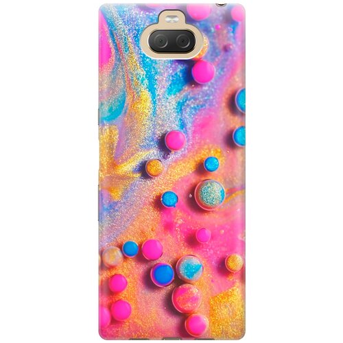фото Re:pa накладка transparent для sony xperia 10 plus с принтом "разноцветные капли красок"