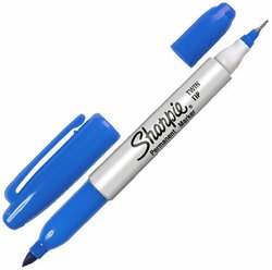 Маркер перманентный двусторонний синий SHARPIE "Twin Tip", наконечники 0,9 / 0,5 мм, S0811120, 4 шт.