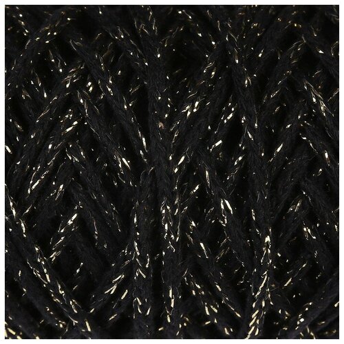 Купить Osttex Шнур для вязания 3мм 97% хлопок, 3% люрекс 50м/130гр (чёрный/золот. люрекс), Шнуры