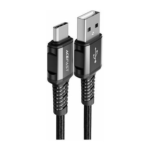 Кабель ACEFAST C1-04 USB-A to USB-C aluminum alloy charging data cable. Цвет: черный. аудиокабель hoco acefast c1 05 lightning male to dc 3 5 female aluminum alloy headphones adapter cable черный