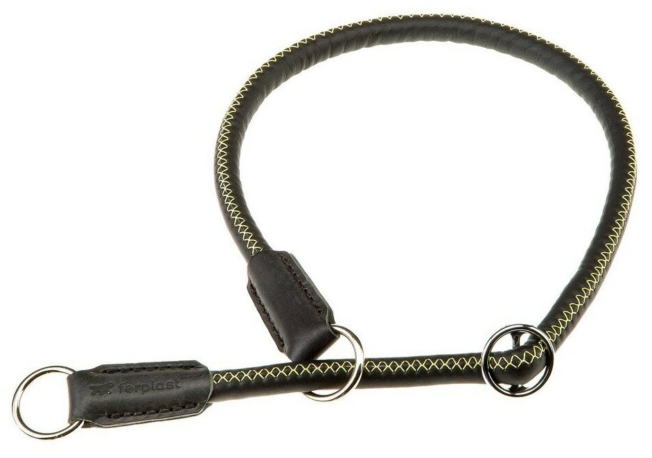 Ошейник-удавка для собак Ferplast Derby с нейлоновым шнуром 12 мм./70 см. (черный, эко-кожа) - фотография № 1