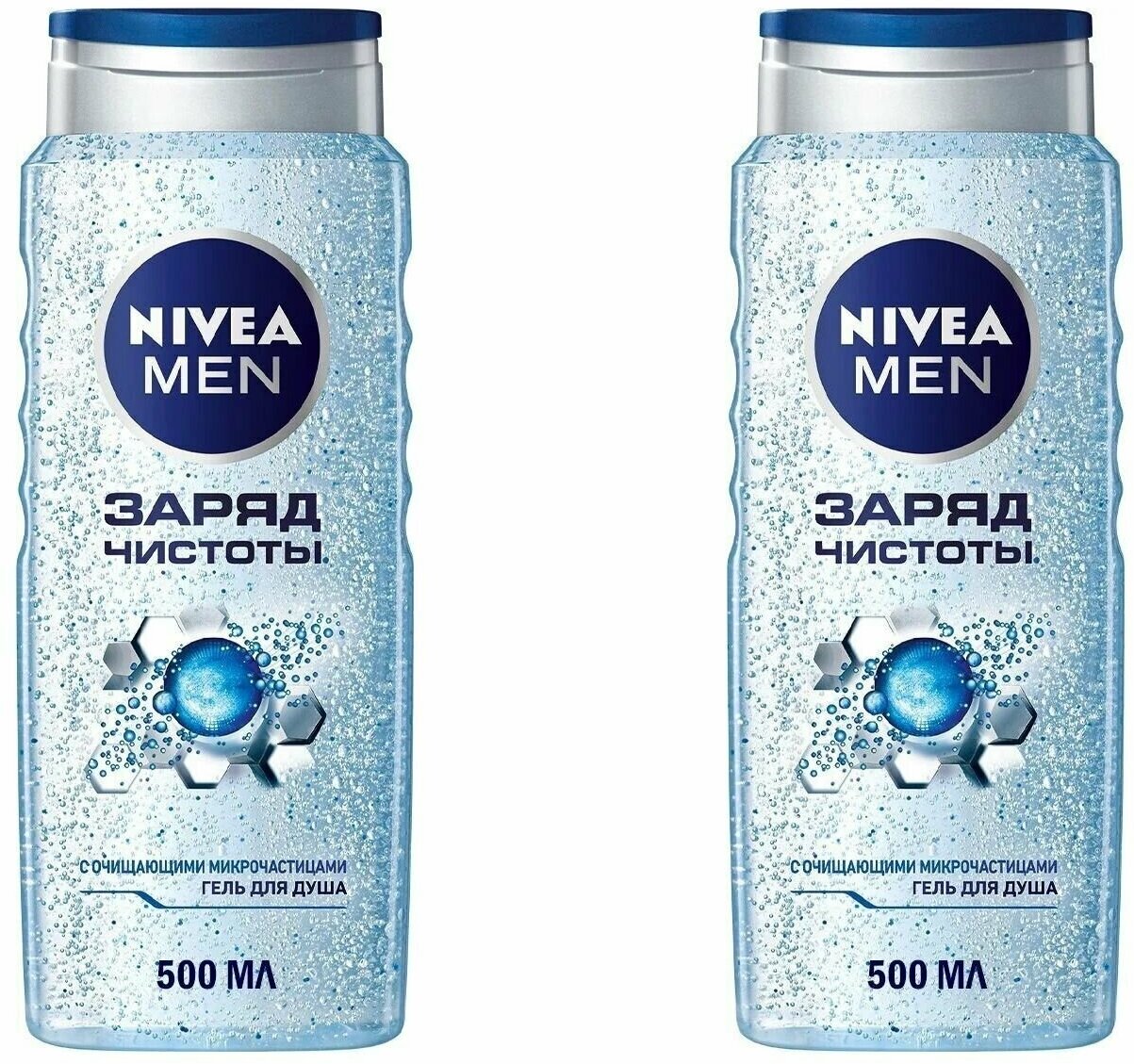 Гель для душа, Nivea, заряд чистоты, 500 мл, 2 шт