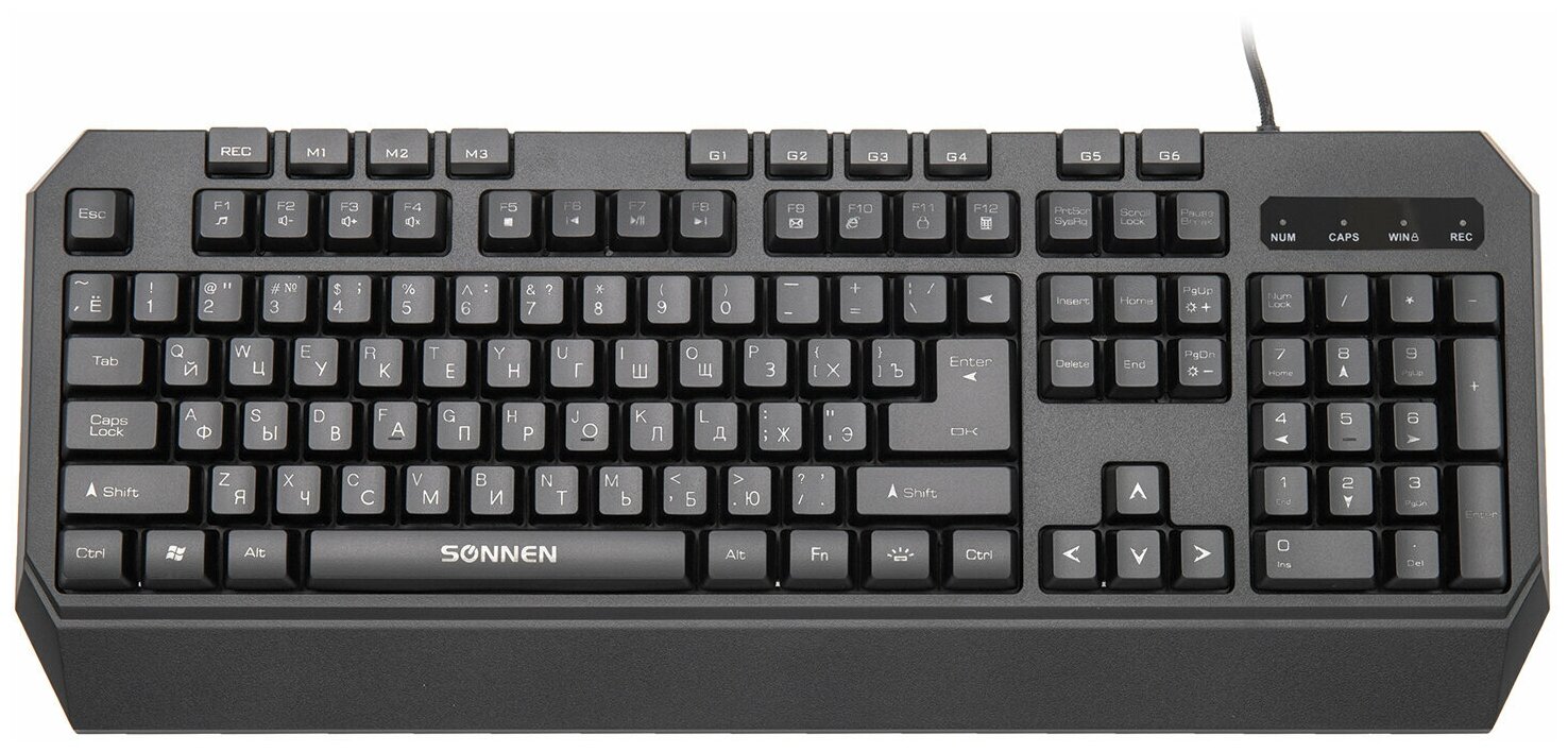 Клавиатура проводная SONNEN KB-7700, USB, 104 клавиши + 10 программируемых клавиш, RGB, черная, 513512 /Квант продажи 1 ед./