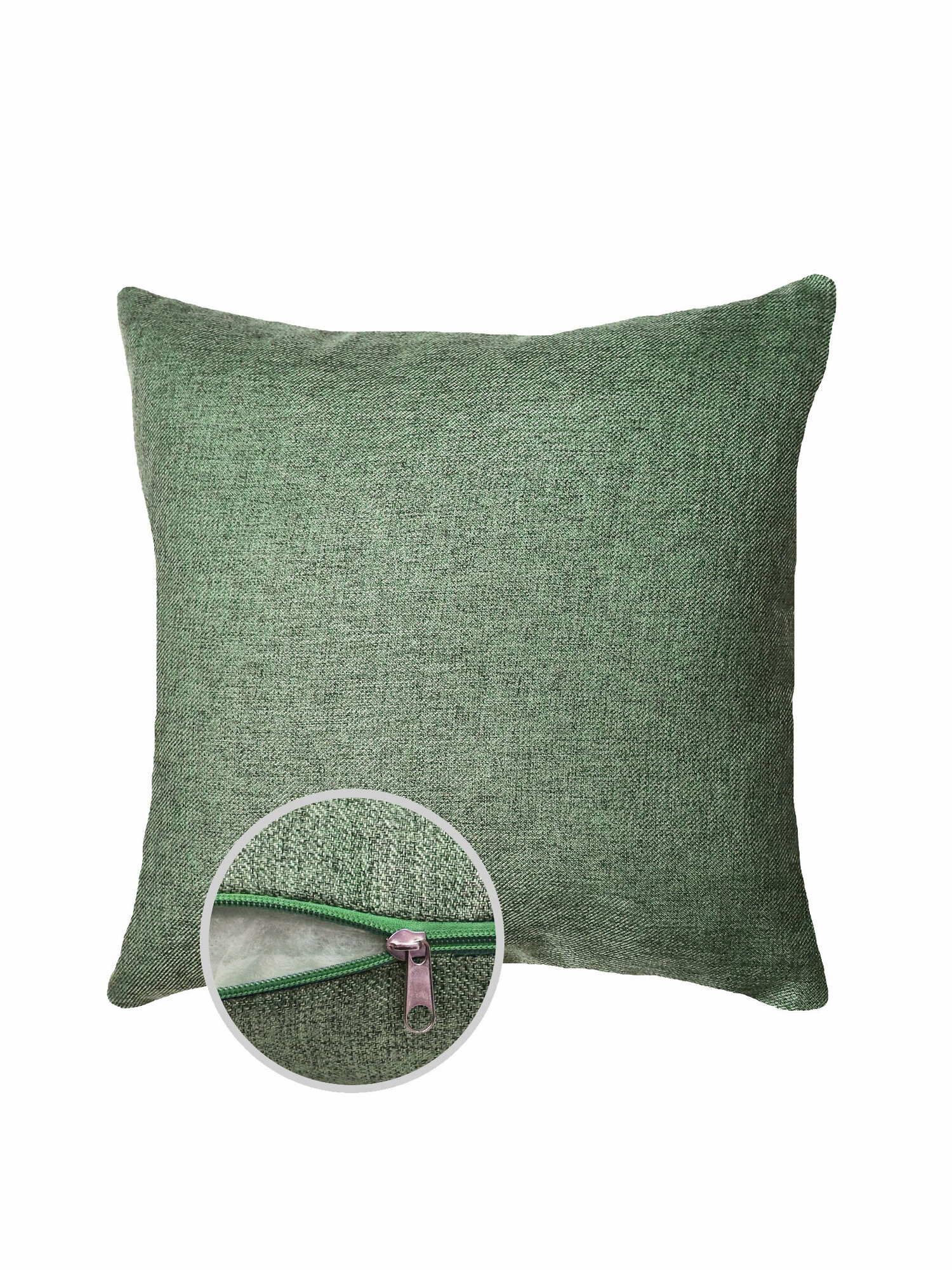 Подушка декоративная на диван кантри рогожка 45х45 серо-зеленый