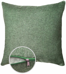 Подушка декоративная на диван кантри рогожка 45х45 серо-зеленый