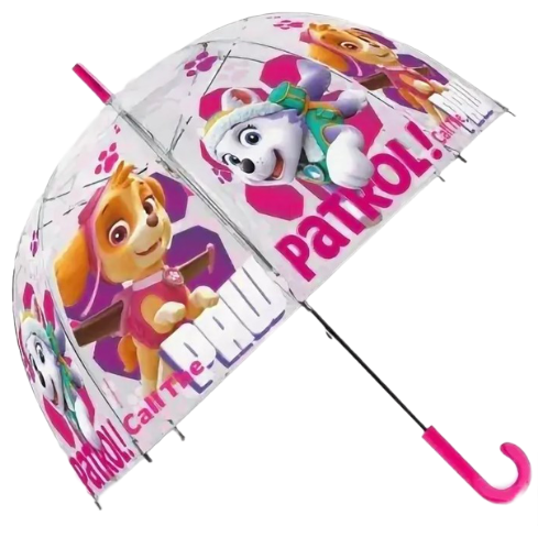 Зонт - трость прозрачный/ Детский зонтик от дождя GALAXY полуавтомат складной арт. С-514 "Щенячий патруль" розовый