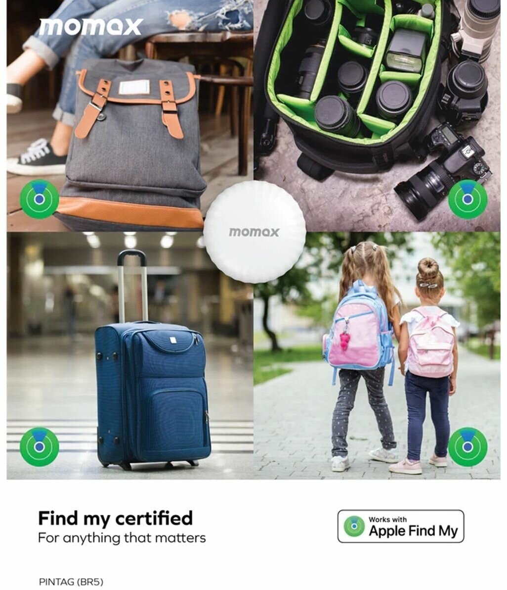 GPS трекер для отслеживания Momax PINTAG Find my Tracker - Белый (BR5W)