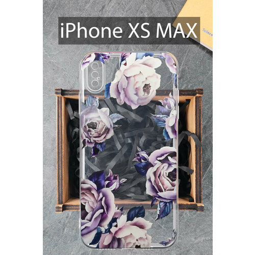 Силиконовый чехол Пионы для iPhone XS MAX прозрачный / Айфон XС макс