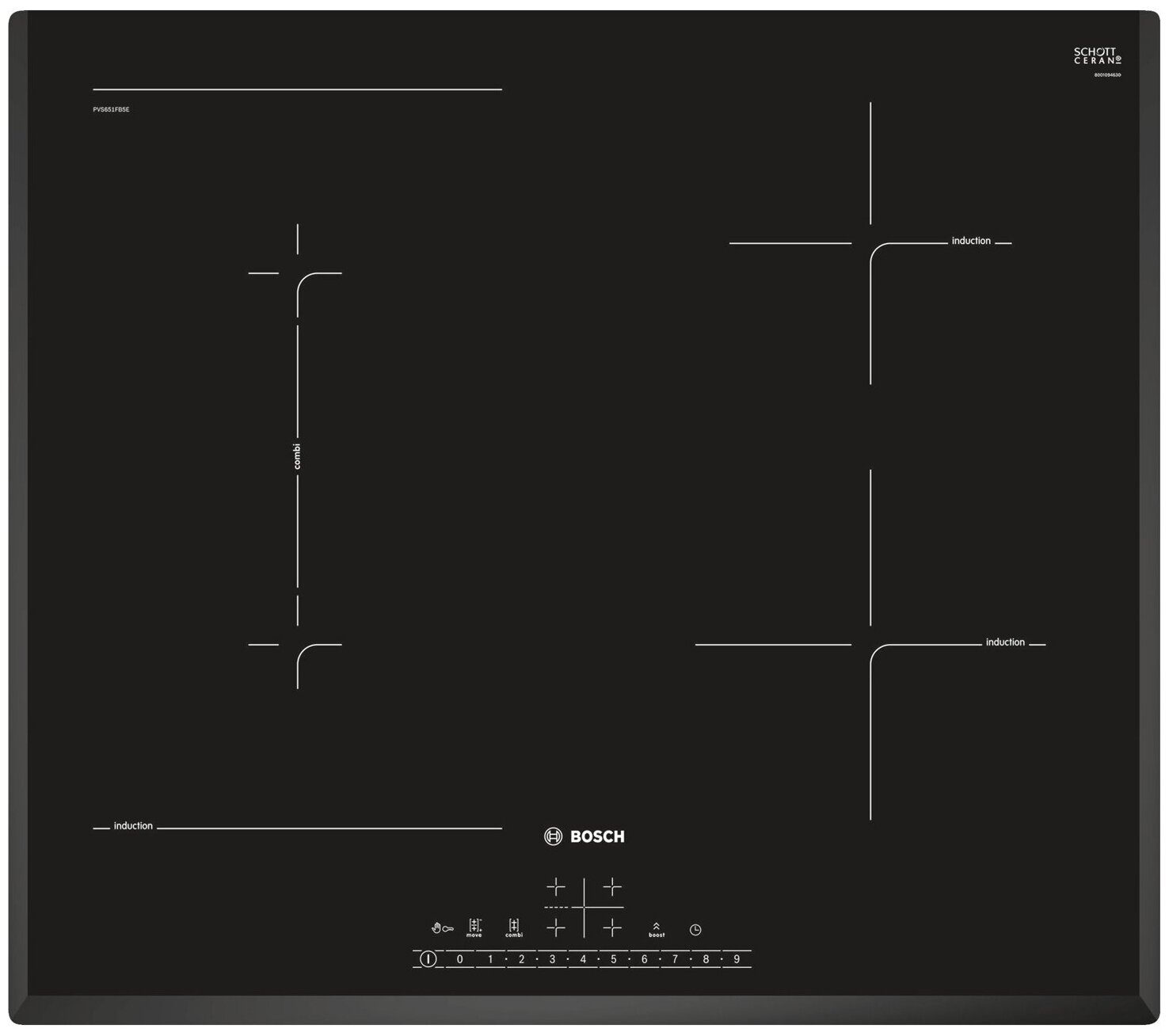 Индукционная варочная панель Bosch PVS651FB5E, черный