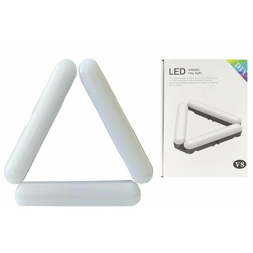 Кольцевая лампа напольная 20 см складная 3х секционная V8 для фото и видеосъемки черная без треноги 170000₽