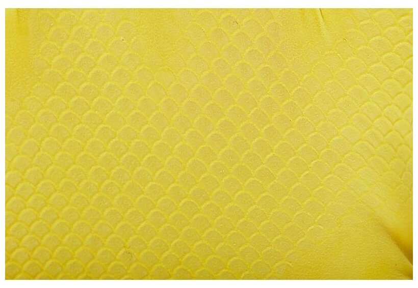 Перчатки особопрочные Household Gloves хозяйственные латексные с х/б напылением, жёлтые. Размер:L - фотография № 4