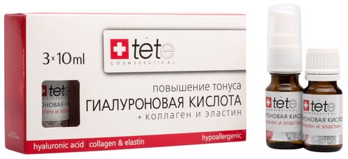 TETe Cosmeceutical Hyaluronic Acid + Collagen and Elastin средство для лица Гиалуроновая кислота с коллагеном и эластином, 10 мл, 3 шт.