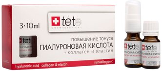 TETe Cosmeceutical Hyaluronic Acid + Collagen and Elastin средство для лица Гиалуроновая кислота с коллагеном и эластином, 10 мл , 3 шт.