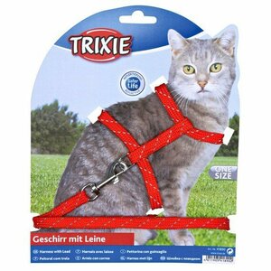 Trixie Шлейка для кошек светоотражающая с поводком 18-35см*10мм шт