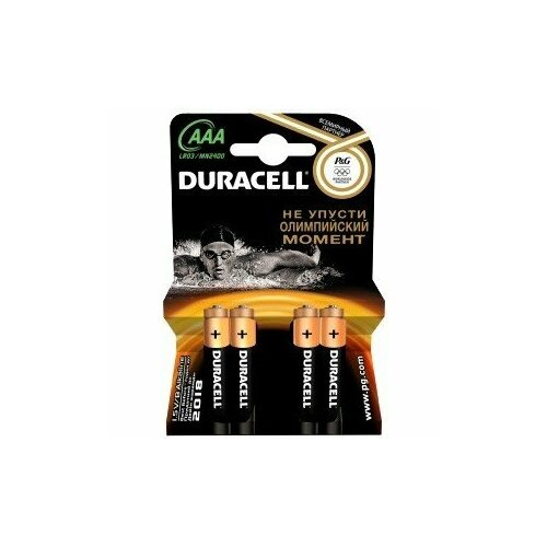 Батарейки алкалиновая Duracell Basic LR03, тип ААА (блистер, 4 шт)(12/48)