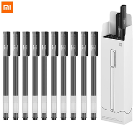 Набор гелевых ручек Xiaomi Mi Gel Pen (10 шт.) черный цвет чернил, Ручка гелевая чёрная Xiaomi Mi Gel Pen (10 шт.), Ручка гелевая черная, Ручка