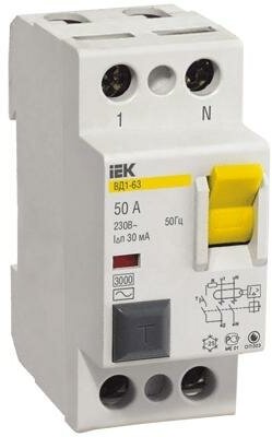 Выключатель дифференциального тока (УЗО) 2п 63А 100мА тип A ВД1-63, IEK MDV11-2-063-100 (1 шт.) - фотография № 3