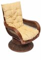 Кресло-качалка "ANDREA Relax Medium" /с подушкой/Pecan Washed (античн. орех), Ткань рубчик, цвет кремовый