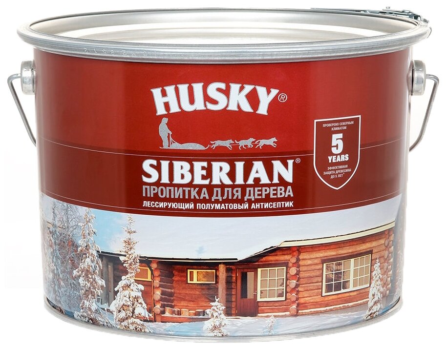 Антисептик полуматовый Husky Siberian бесцветный 9 л - фото №2
